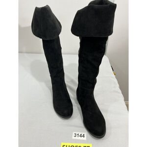 Womans Candies Cacal Size 7.5 M Black Knee Length Riding Boots Cuff